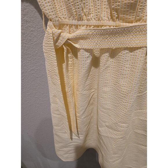 Koton Women's Yellow Striped Romper Dress Lemon Embroidery 10 Preppy Seersucker - Picture 7 of 12